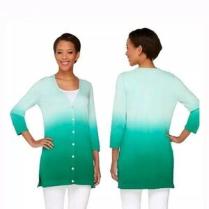 Isaac Mizrahi Live Stylish Dip Dye Boyfriend Cardi